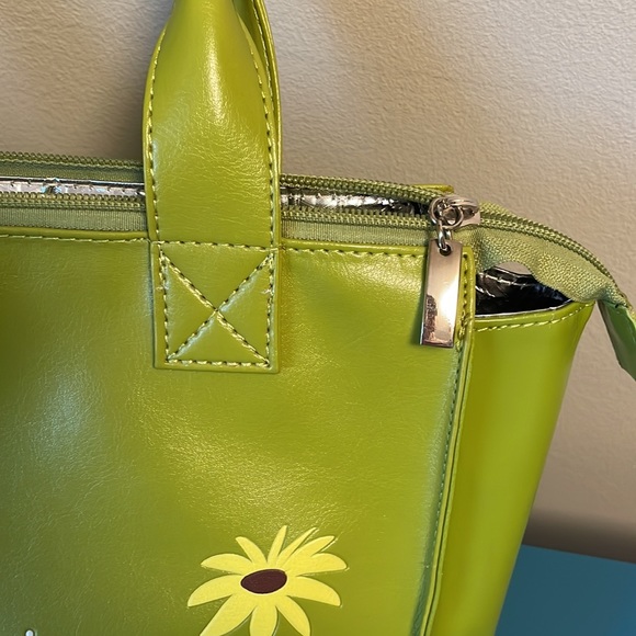 Adorable Chartreuse Bag with Flowers - Picture 8 of 8